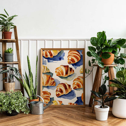 Watercolor Croissant Kitchen Wall Art Print