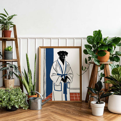 Dog in Bathrobe Poster Print