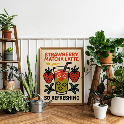 Strawberry Matcha Latte Poster