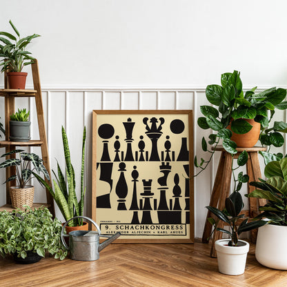Vintage Chess Congress Poster Print