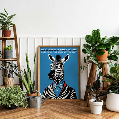 New York Jazz Festival Zebra Art Print