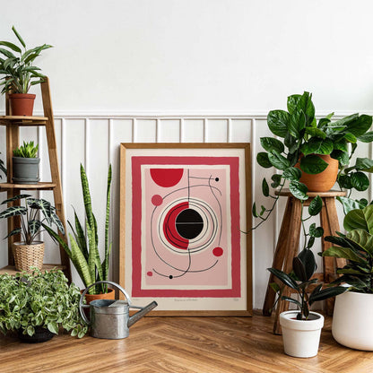 Red Orbit - Abstract Geometric Print