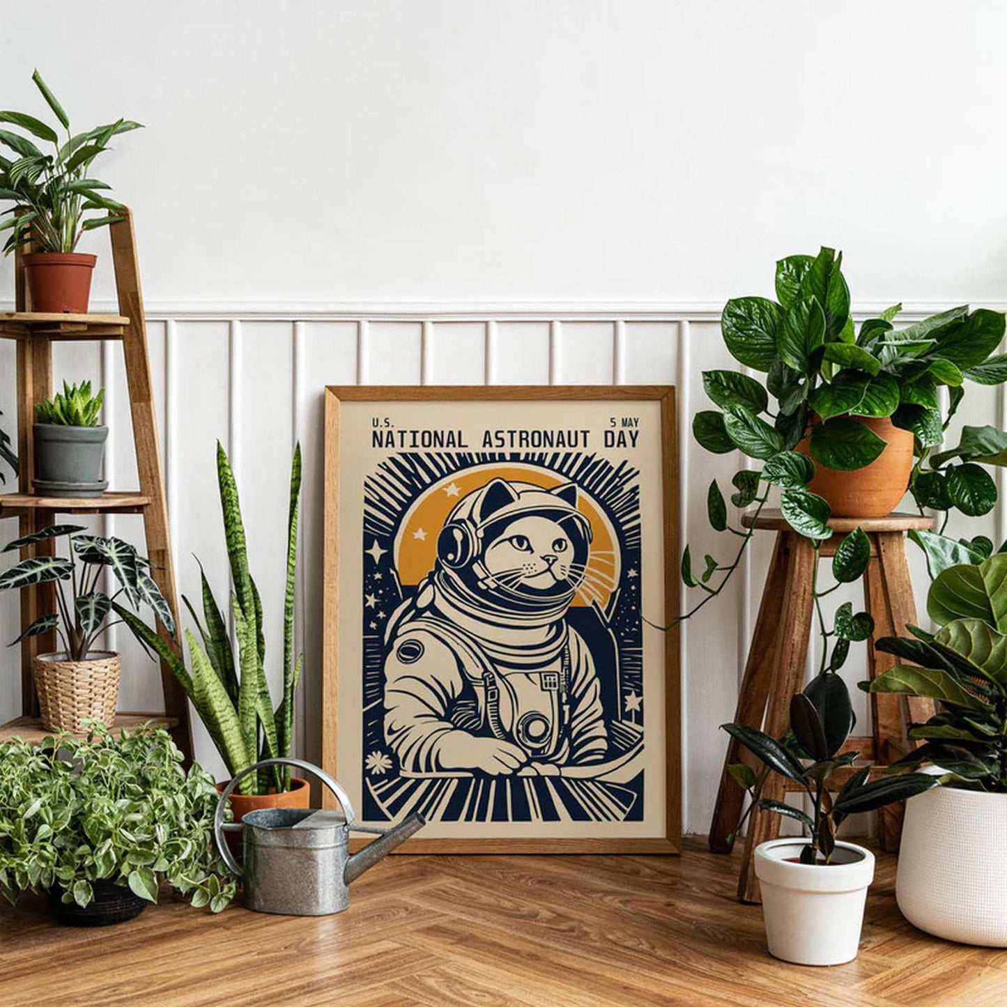 Funny Cat Astronut Wall Art Kids Room Decor - HypeSheriff