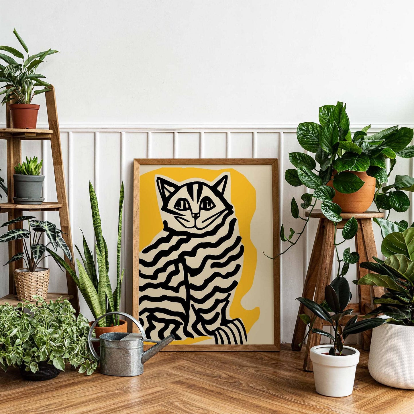 Abstract Striped Cat Art Print