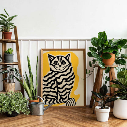 Abstract Striped Cat Art Print