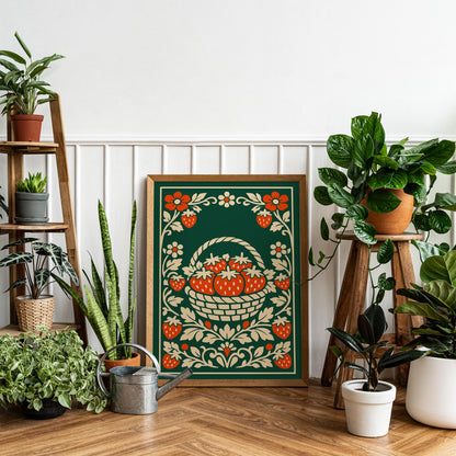 Strawberry Farmhouse Kitchen Art Poster