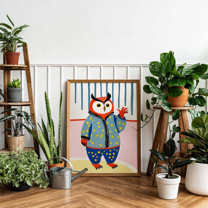 Pajama Owl Kids Room Poster Print