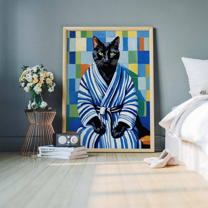 Bathrobe Cat Poster Print