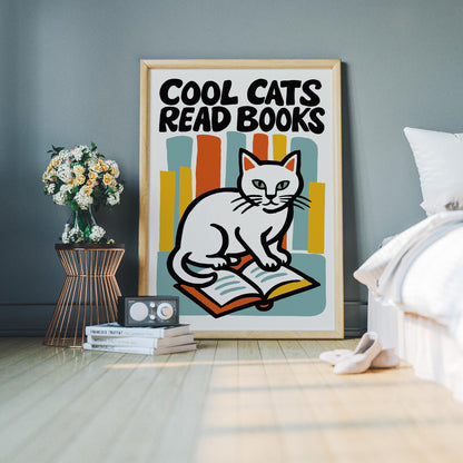 Cool Cats Read Books Poster