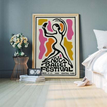 NYC Ballet Festival Retro Dance Poster