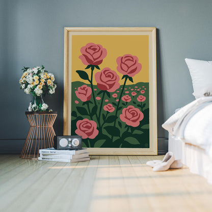 Pink Roses Garden Poster