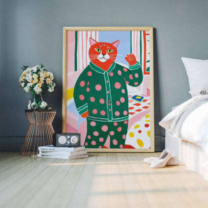 Pajama Cat Bedroom Wall Art