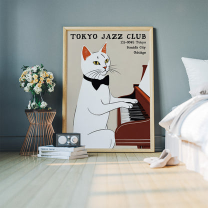 Tokyo Jazz Club Cat Piano Poster