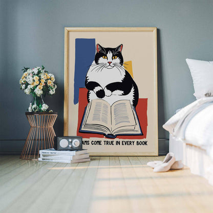 Bookish Cat Wall Art Poster
