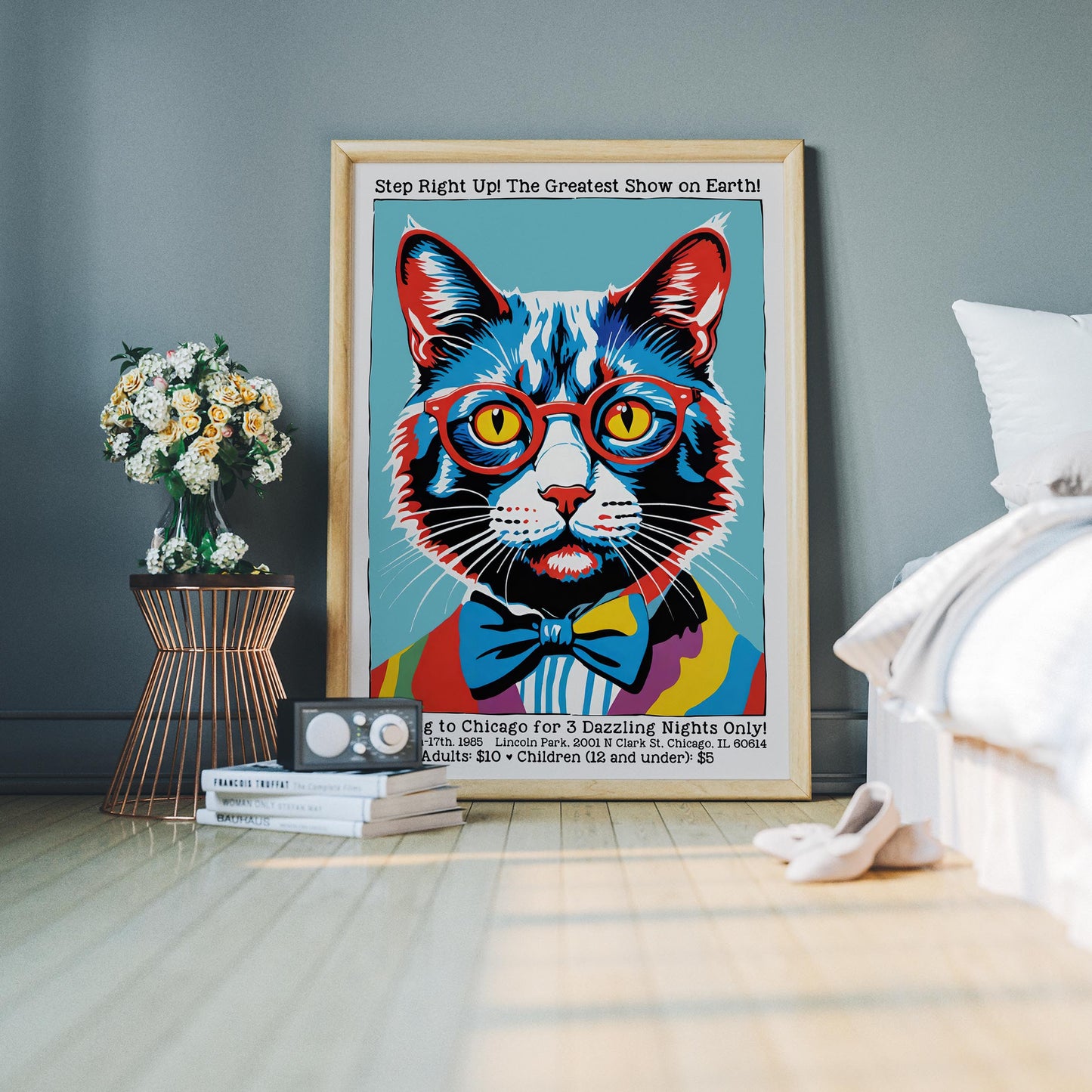 Vintage Circus Cat Print Chicago 1985
