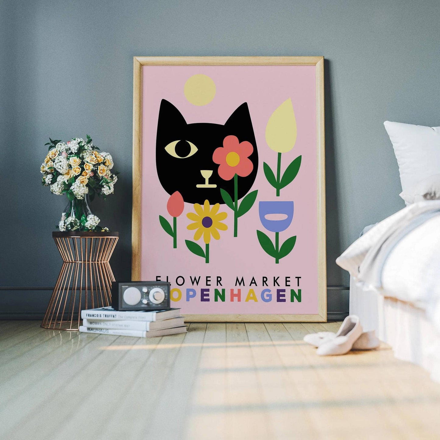 Flower Market Copenhagen Poster – Retro Wall Art Print