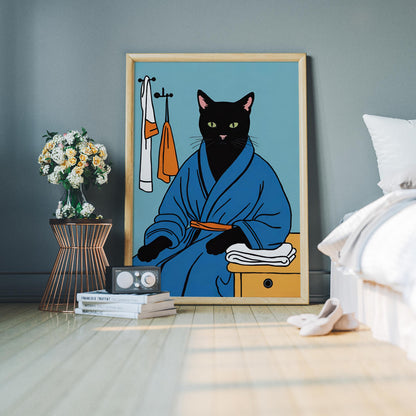 Bathroom Cat Wall Art Print