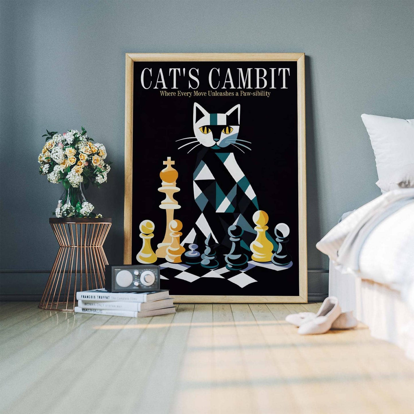 Cat Chess Wall Art Print