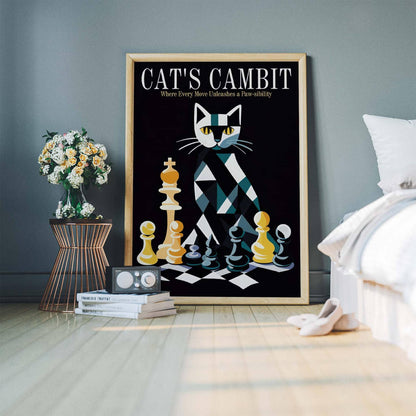 Cat Chess Wall Art Print