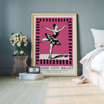 Chicago City Ballet - Retro Ballerina Poster