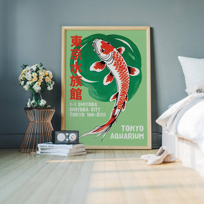 Tokyo Aquarium Retro Koi Fish Poster