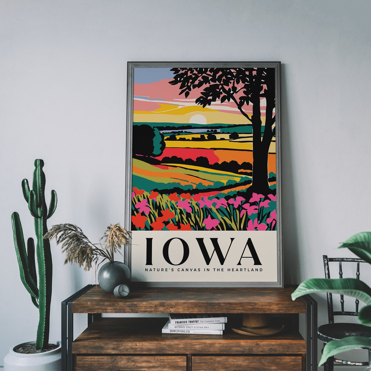 Iowa Colorful Landscape Travel Poster