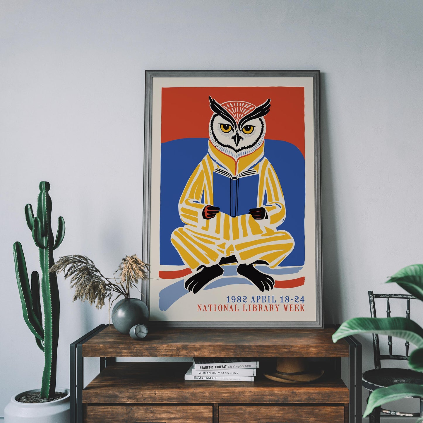 Reading Owl Poster - Book Lover Wall Art Print