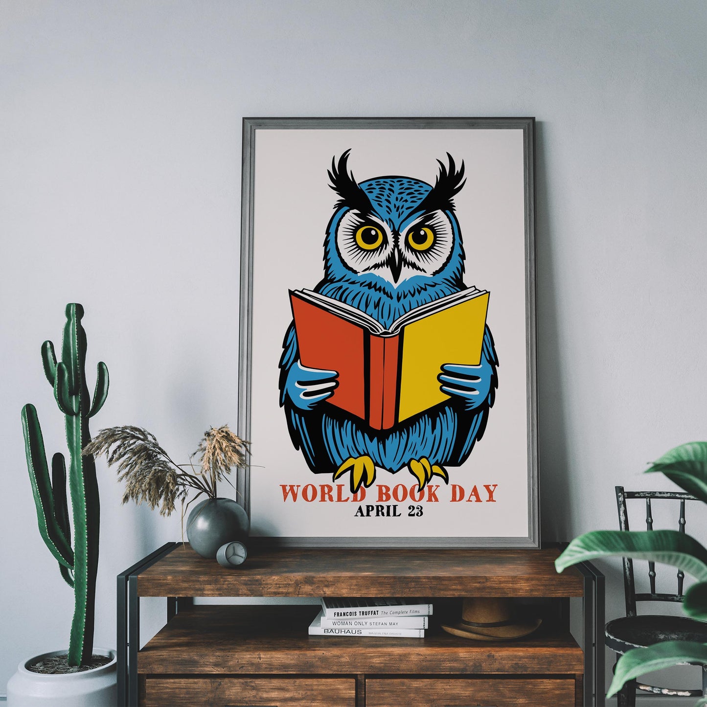 Reading Owl Poster World Book Day Wall Art