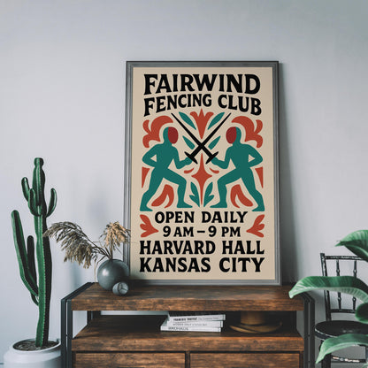 Fencing Club Vintage Poster