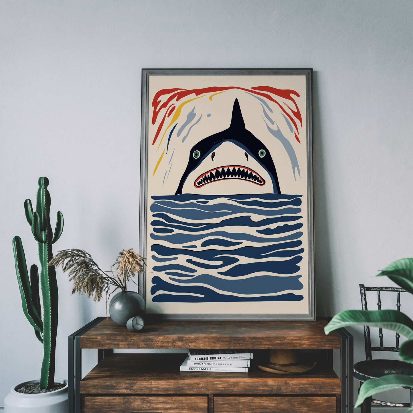 Anxious Shark Quirky Art Print