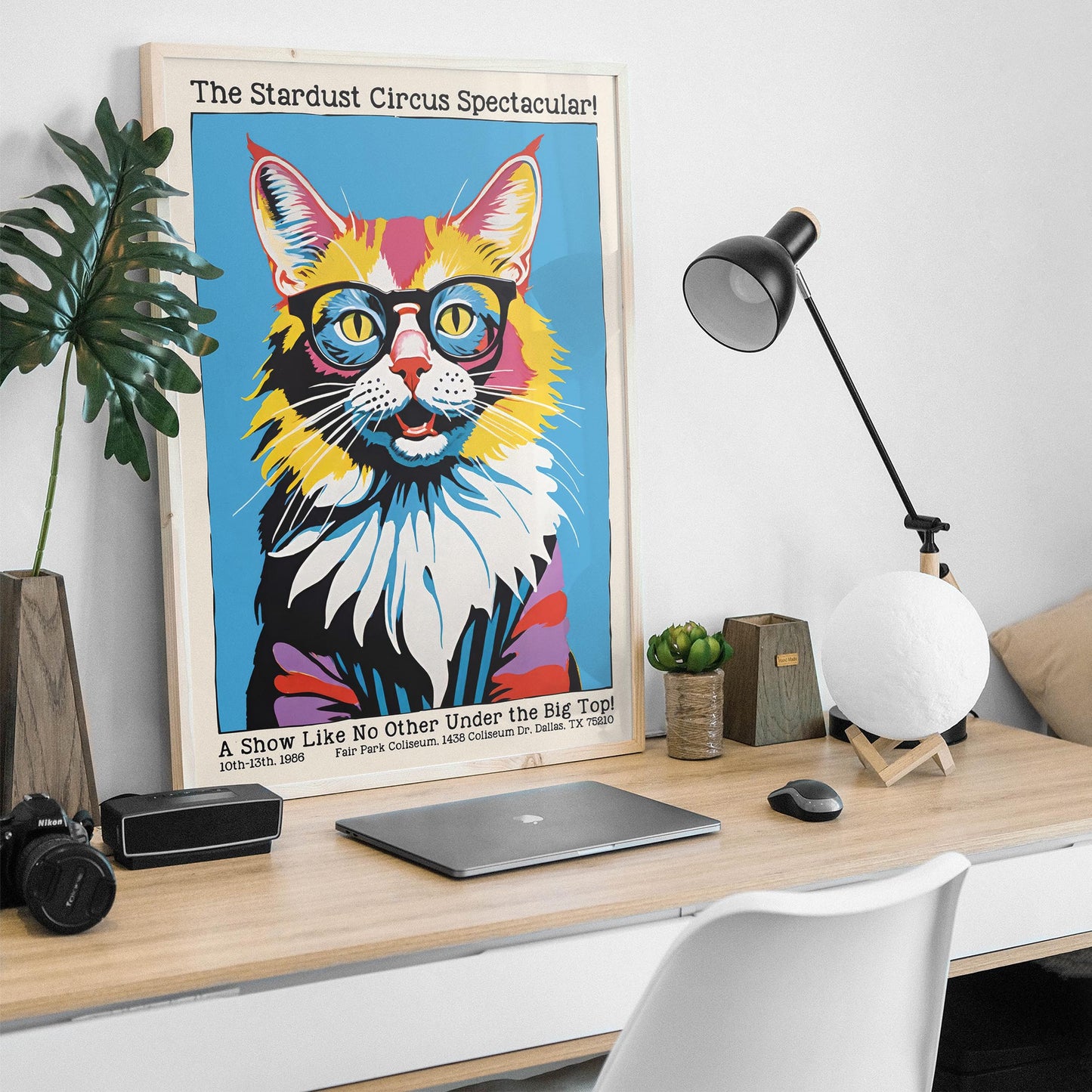 Dallas 1986 Stardust Circus Cat Retro Poster