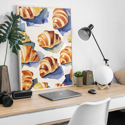 Watercolor Croissant Kitchen Wall Art Print