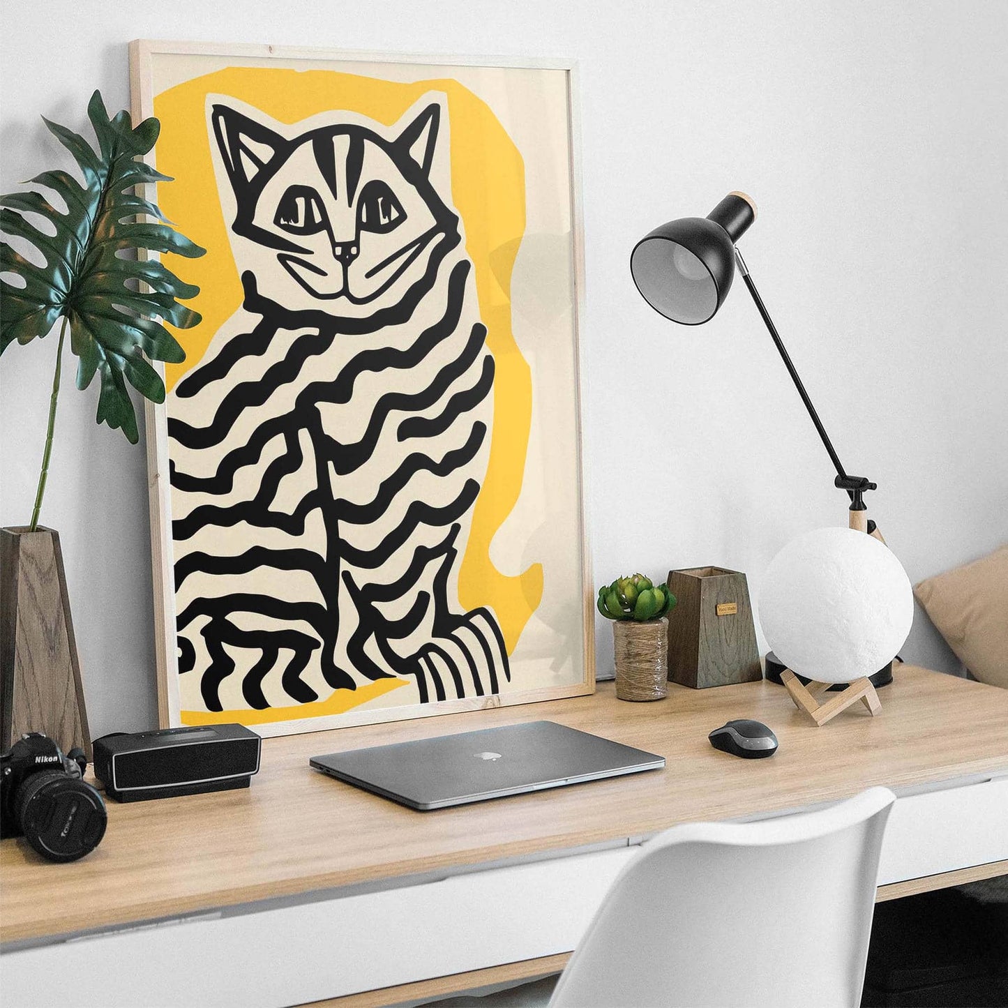 Abstract Striped Cat Art Print