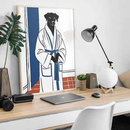 Dog in Bathrobe Poster Print