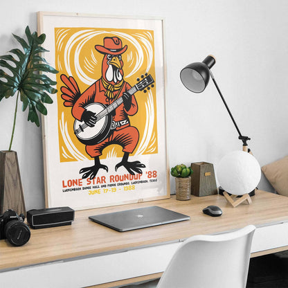 Lone Star Roundup Banjo Rooster Poster