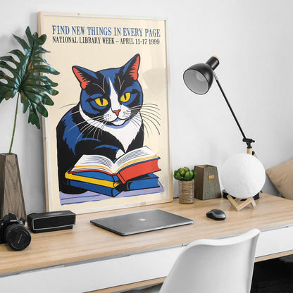 Reading Cat Poster