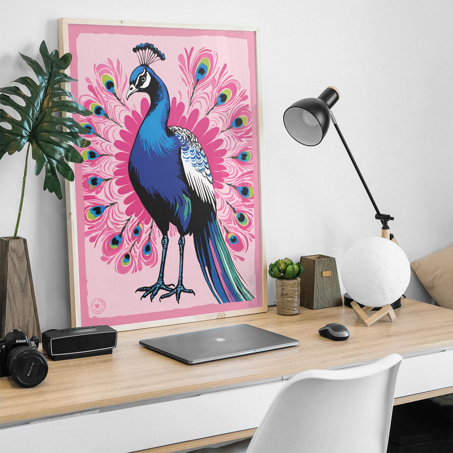 Peacock Pink Garden Poster