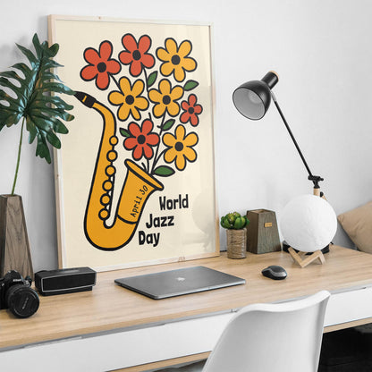 Jazz Bloom Sax Poster
