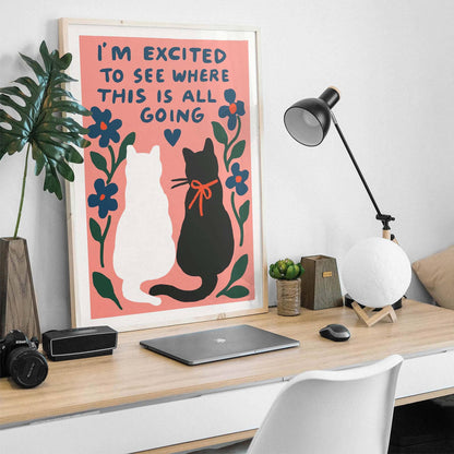 Whimsical Cat Wall Art Poster