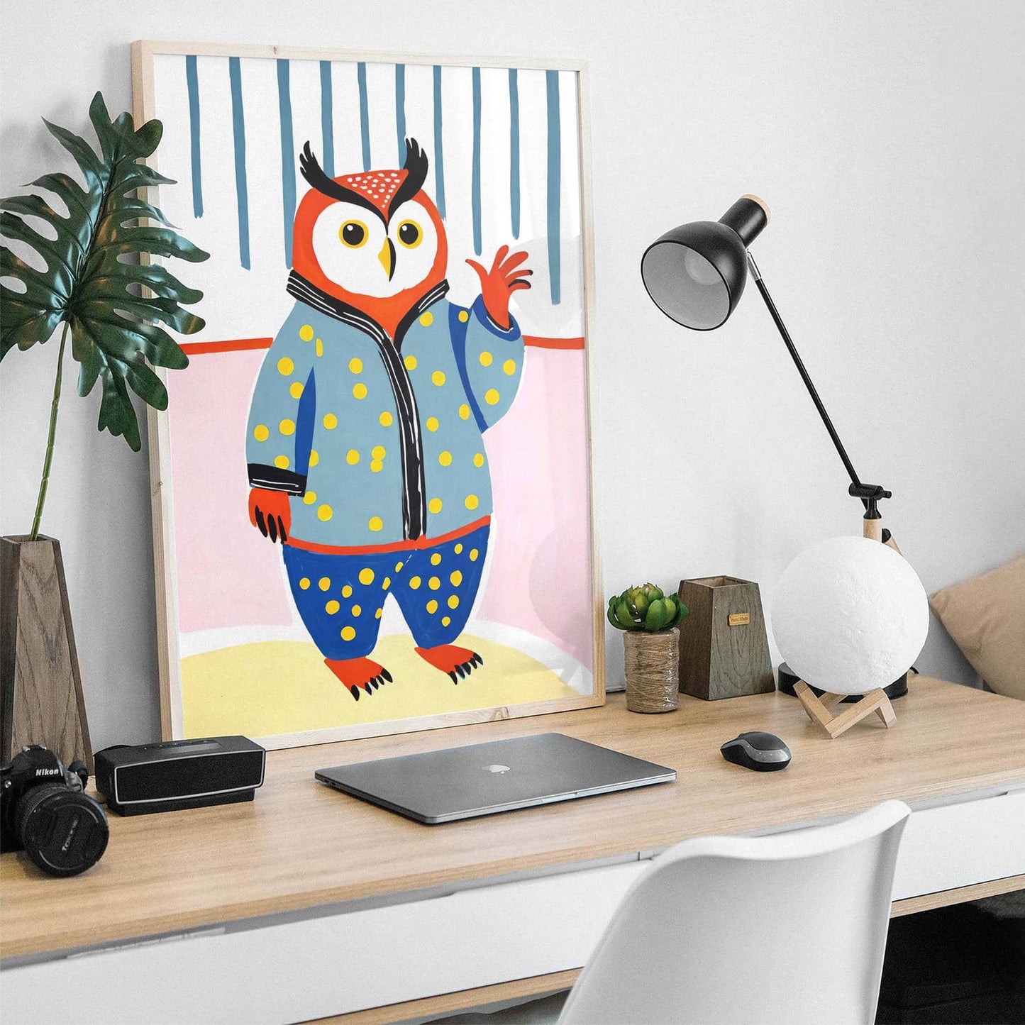 Pajama Owl Kids Room Poster Print
