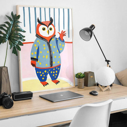 Pajama Owl Kids Room Poster Print