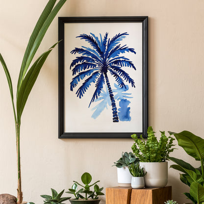 Blue Palm Tree Painting Art Print 2024