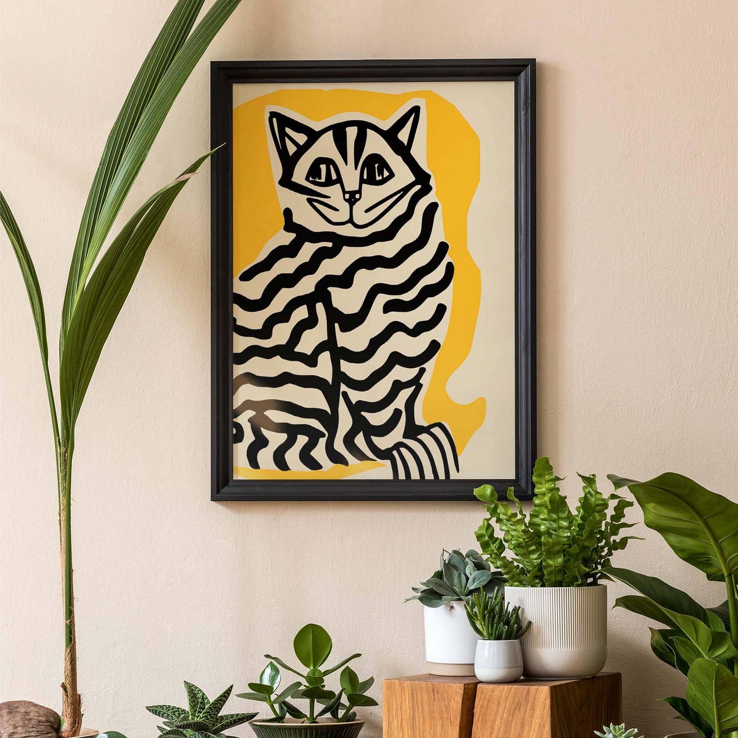 Abstract Striped Cat Art Print