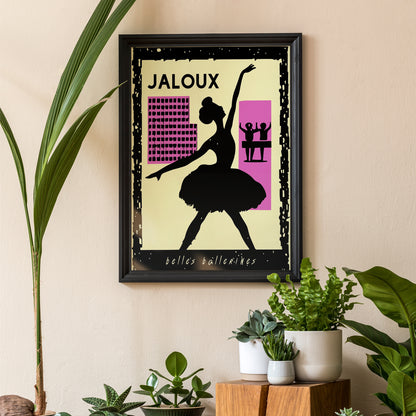 French Ballerina Retro Poster Print