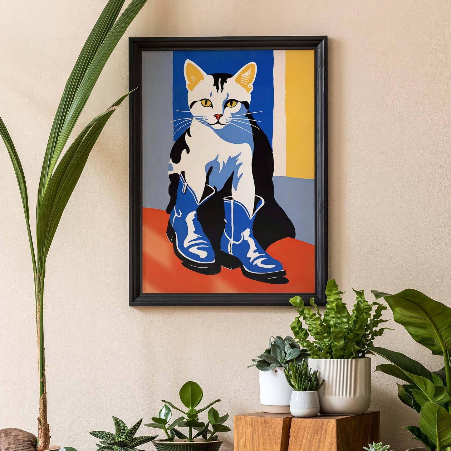 Pop-Art Cat with Boots Wall Print