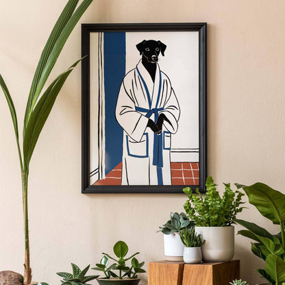 Dog in Bathrobe Poster Print