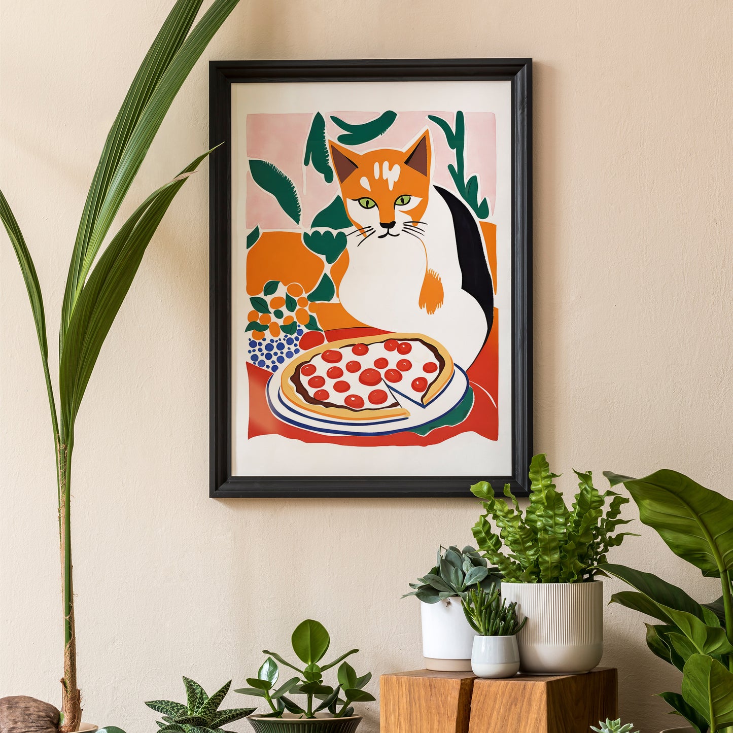 Cat Pizza Wall Art Print