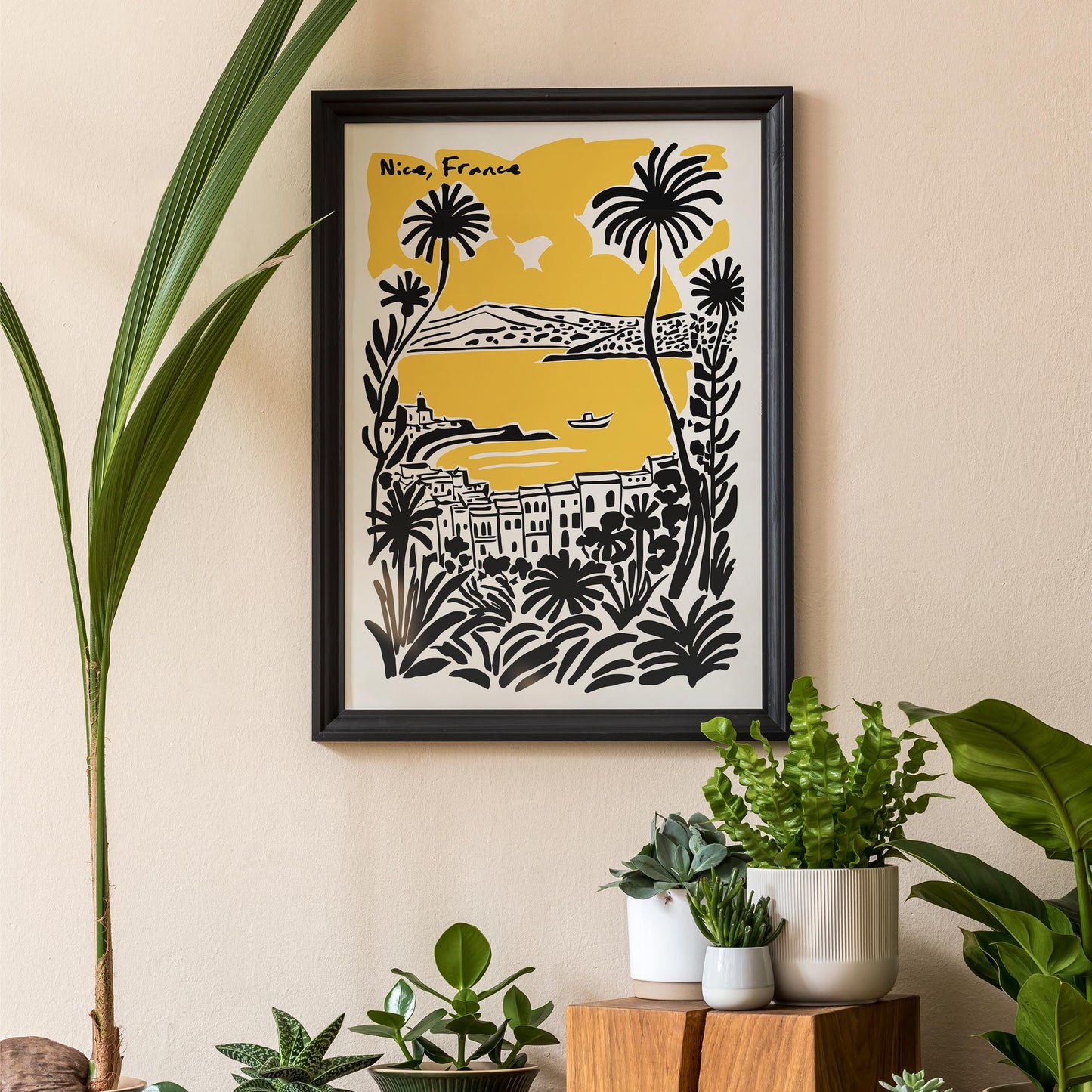 Yellow Nice France Travel Poster