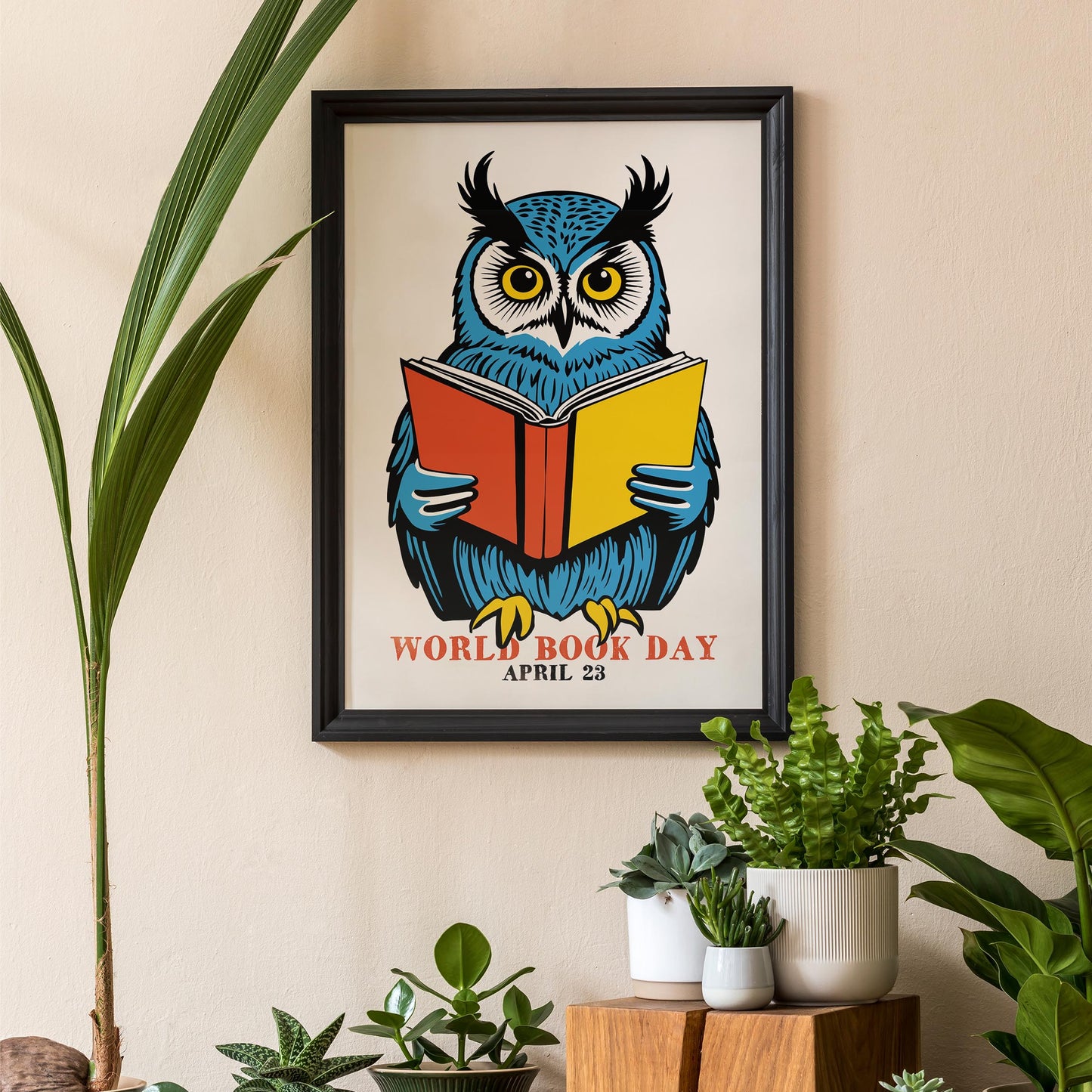 Reading Owl Poster World Book Day Wall Art