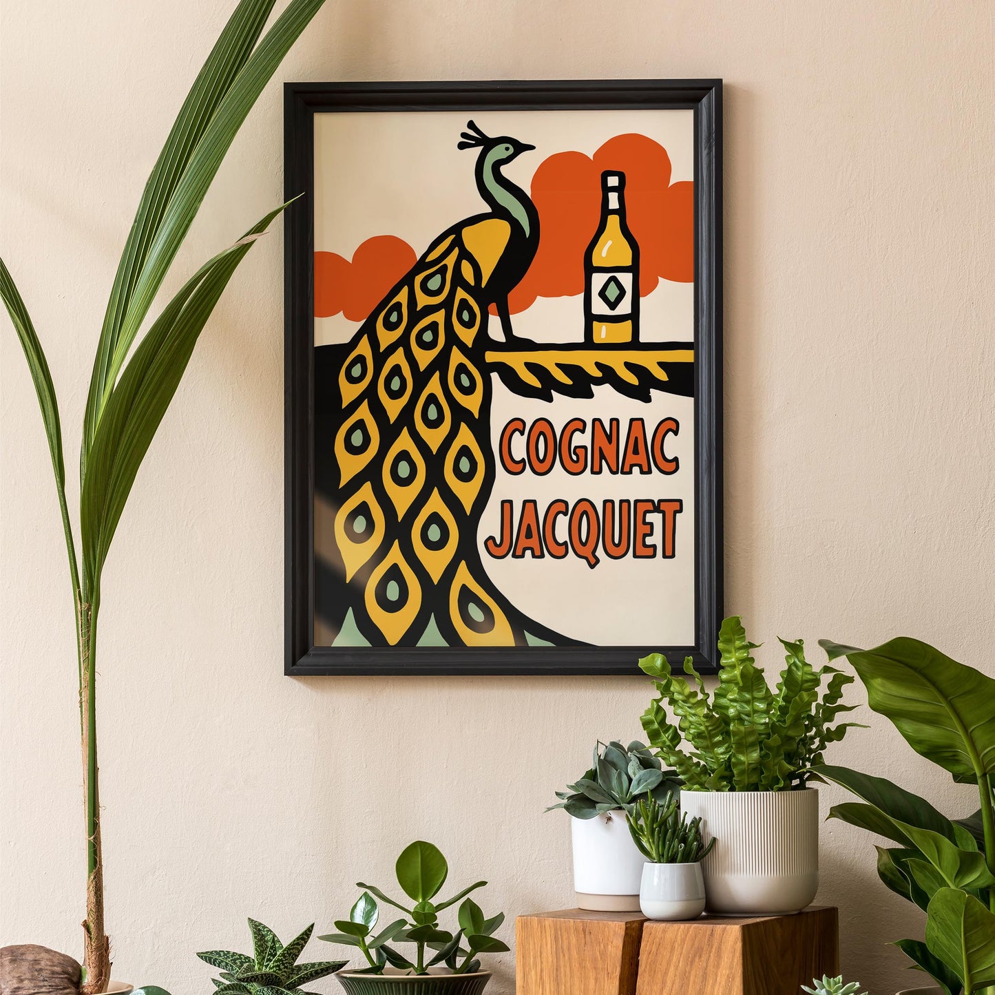 Cognac Peacock Art Poster